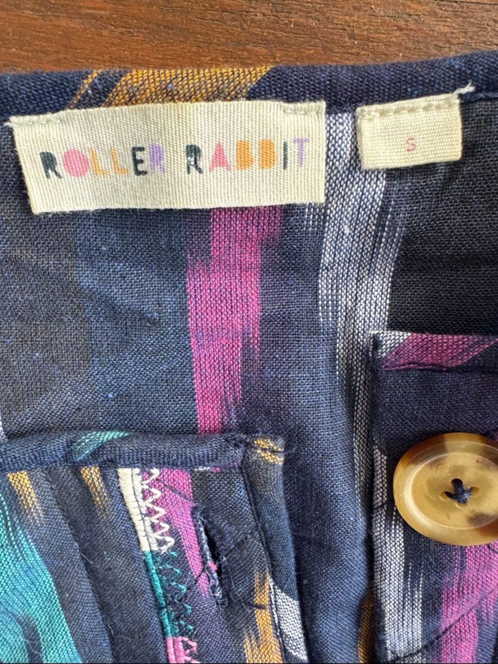 Roller Rabbit Multicolor Cotton Ikat Button Front Quilted Jacket Size S - Picture 10 of 12